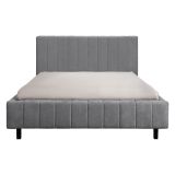 Letto Matrimoniale Grigio Dimensione Materasso 160x200 cm Testiera e Giroletto Imbottiti, Imbottito - Exmouth