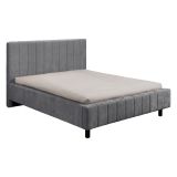 Letto Matrimoniale Grigio Dimensione Materasso 160x200 cm Testiera e Giroletto Imbottiti, Imbottito - Exmouth