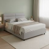 Letto Matrimoniale Grigio Materasso Incluso Sfoderabile, Contenitore Made in Italy - Bedero