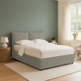 Letto Matrimoniale Grigio Sabbia Sfoderabile Contenitore, Dimensione Materasso 160x190 cm Made in Italy - Calcio
