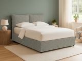 Letto Matrimoniale Grigio Sabbia Sfoderabile Contenitore, Dimensione Materasso 160x190 cm Made in Italy - Calcio