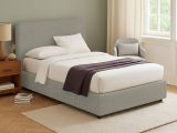 Letto Matrimoniale Grigio Sabbia Sfoderabile Contenitore, Dimensione Materasso 160x190 cm Made in Italy - Issime