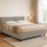 Letto Matrimoniale Grigio Sabbia Sfoderabile Contenitore, Dimensione Materasso 160x190 cm Made in Italy - Levice