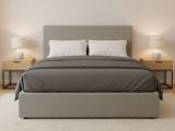 Letto Matrimoniale Grigio Sabbia Sfoderabile Contenitore, Dimensione Materasso 160x190 cm Made in Italy - Lioni