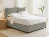 Letto Matrimoniale Grigio Sabbia Sfoderabile Contenitore, Dimensione Materasso 160x190 cm Made in Italy - Riesi