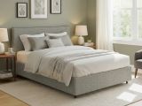 Letto Matrimoniale Grigio Sabbia Sfoderabile Contenitore, Dimensione Materasso 160x190 cm Made in Italy - Soliera