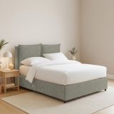 Letto Matrimoniale Grigio Sabbia Sfoderabile Contenitore, Dimensione Materasso 160x200 cm Made in Italy - Davoli