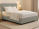 Letto Matrimoniale Grigio Sabbia Sfoderabile Contenitore, Dimensione Materasso 160x200 cm Made in Italy - Lenta