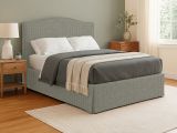 Letto Matrimoniale Grigio Sabbia Sfoderabile Contenitore, Dimensione Materasso 160x200 cm Made in Italy - Orgiano