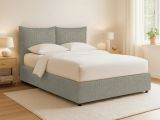 Letto Matrimoniale Grigio Sabbia Sfoderabile Contenitore, Dimensione Materasso 160x200 cm Made in Italy - Orino