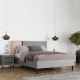 Letto Matrimoniale Grigio Scuro Marrone Rovere Dimensione Materasso 160x200 cm Peso Supportato 200 kg, Matrimoniale - Banff