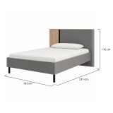 Letto Matrimoniale Grigio Scuro Marrone Rovere Dimensione Materasso 160x200 cm Peso Supportato 200 kg, Matrimoniale - Banff