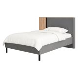 Letto Matrimoniale Grigio Scuro Marrone Rovere Dimensione Materasso 180x200 cm Peso Supportato 200 kg, Matrimoniale - Banff