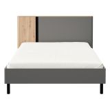 Letto Matrimoniale Grigio Scuro Marrone Rovere Dimensione Materasso 180x200 cm Peso Supportato 200 kg, Matrimoniale - Banff