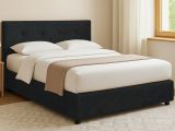 Letto Matrimoniale Grigio Scuro Sfoderabile Contenitore, Dimensione Materasso 160x190 cm - Colere