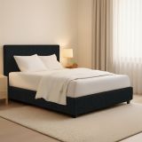 Letto Matrimoniale Grigio Scuro Sfoderabile Contenitore, Dimensione Materasso 160x190 cm - Fasanella
