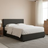 Letto Matrimoniale Grigio Scuro Sfoderabile Contenitore, Dimensione Materasso 160x190 cm - Lioni