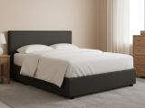 Letto Matrimoniale Grigio Scuro Sfoderabile Contenitore, Dimensione Materasso 160x190 cm - Lioni