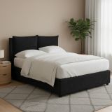 Letto Matrimoniale Grigio Scuro Sfoderabile Contenitore, Dimensione Materasso 160x190 cm - Riesi