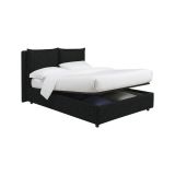 Letto Matrimoniale Grigio Scuro Sfoderabile Contenitore, Dimensione Materasso 160x190 cm - Riesi