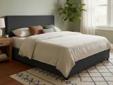 Letto Matrimoniale Grigio Scuro Sfoderabile Contenitore, Dimensione Materasso 160x200 cm - Frinco