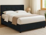 Letto Matrimoniale Grigio Scuro Sfoderabile Contenitore, Dimensione Materasso 160x200 cm - Melilli