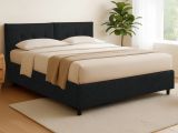 Letto Matrimoniale Grigio Scuro Sfoderabile Contenitore, Dimensione Materasso 160x200 cm - Rozzone