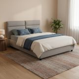 Letto Matrimoniale Grigio Sfoderabile Contenitore, Dimensione Materasso 160x190 cm Made in Italy - Alcatron