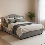 Letto Matrimoniale Grigio Sfoderabile Contenitore, Dimensione Materasso 160x190 cm Made in Italy - Arex