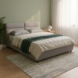 Letto Matrimoniale Grigio Sfoderabile Contenitore, Dimensione Materasso 160x200 cm Made in Italy - Ator