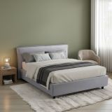 Letto Matrimoniale Grigio Sfoderabile Contenitore, Dimensione Materasso 160x200 cm Made in Italy - Bubbio