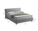 Letto Matrimoniale Grigio Sfoderabile Contenitore, Dimensione Materasso 160x200 cm Made in Italy - Bubbio