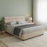 Letto Matrimoniale Grigio Tortora- Sfoderabile Contenitore, Dimensione Materasso 160x190 cm Made in Italy - Brienno