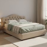 Letto Matrimoniale Grigio Tortora- Sfoderabile Contenitore, Dimensione Materasso 160x200 cm Made in Italy - Aly