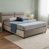 Letto Matrimoniale Grigio Tortora- Sfoderabile Contenitore, Dimensione Materasso 160x200 cm Made in Italy - Ator