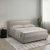 Letto Matrimoniale Grigio Tortora- Sfoderabile Contenitore, Dimensione Materasso 160x200 cm Made in Italy - Bubbio