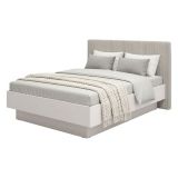 Letto Matrimoniale Grigio Tortora Testiera Imbottita Effetto Velluto Imbottito, Dimensione Materasso 180x200 cm - Ragogna