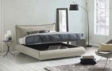 Letto matrimoniale Ilenia, Letto contenitore con rivestimento e testata in tessuto, 100% Made in Italy, Apertura frontale, adatto per materasso 160x190 cm, Beige