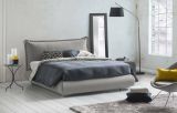 Letto matrimoniale Ilenia, Letto contenitore con rivestimento e testata in tessuto, 100% Made in Italy, Apertura frontale, adatto per materasso 160x190 cm, Grigio