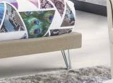 Letto matrimoniale Isabella, Letto fisso in tessuto con piedini, 100% Made in Italy, adatto per materasso Cm 160x190, Beige