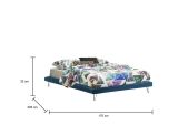 Letto matrimoniale Isabella, Letto fisso in tessuto con piedini, 100% Made in Italy, adatto per materasso Cm 160x190, Blu