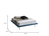 Letto matrimoniale Linda, Letto fisso in tessuto con piedini, 100% Made in Italy, adatto per materasso Cm 160x200, Blu