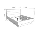 Letto Matrimoniale Marrone Rovere Bianco Crema Dimensione Materasso 160x200 cm Imbottito, Testiera Imbottita - Tirso