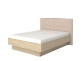 Letto Matrimoniale Marrone Rovere Bianco Crema Dimensione Materasso 160x200 cm Imbottito, Testiera Imbottita - Tirso