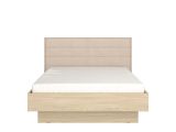 Letto Matrimoniale Marrone Rovere Bianco Crema Dimensione Materasso 160x200 cm Imbottito, Testiera Imbottita - Tirso