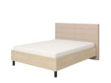 Letto Matrimoniale Marrone Rovere Bianco Crema Testiera Imbottita Imbottito, Dimensione Materasso 160x200 cm - Ausonio