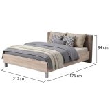 Letto Matrimoniale Marrone Rovere Grigio Grigio Tortora Testiera Imbottita Imbottito, Dimensione Materasso 160x200 cm - Maida