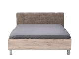 Letto Matrimoniale Marrone Rovere Grigio Grigio Tortora Testiera Imbottita Imbottito, Dimensione Materasso 160x200 cm - Maida