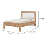 Letto Matrimoniale Marrone Rovere Nodi Bianco Dimensione Materasso 160x200 cm Testata Dettaglio Rigato, Peso Supportato 200 kg - Munnar