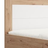 Letto Matrimoniale Marrone Rovere Nodi Bianco Dimensione Materasso 160x200 cm Testata Dettaglio Rigato, Peso Supportato 200 kg - Munnar